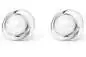 Mobile Preview: Moderner Perlenohrstecker weiß rund 7-7.5 mm, Einfassung "Blüte", 925er Silber, Gaura Pearls, Estland